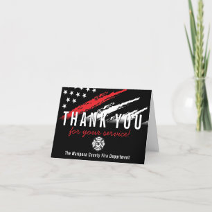 Carte De Remerciements Pompier Red Line Fire Flag Premier répondeur