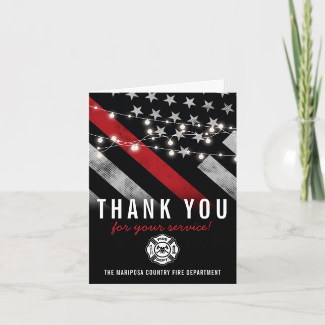 Carte De Remerciements Pompier Service d'incendie Drapeau Premier réponde (Devant)