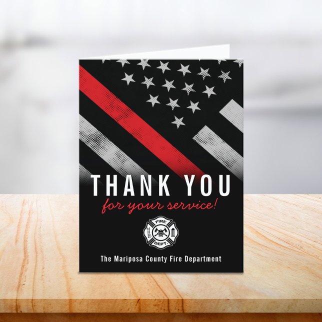 Carte De Remerciements Pompier Service d'incendie Drapeau Premier réponde (Firefighter Fire Department Flag First Responder Thank You Card)