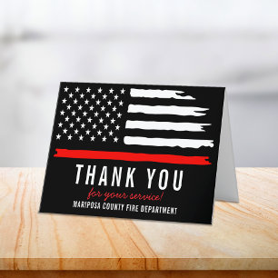 Carte De Remerciements Pompier Service d'incendie Drapeau Premier réponde