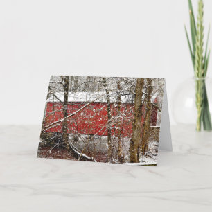 Carte De Remerciements Pont couvert de cendres rouges neigeuses dans le D