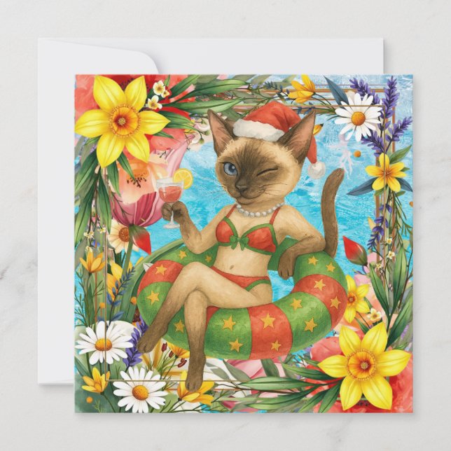 Carte De Remerciements Pool Birthday Party for Cat Lovers  (Devant)