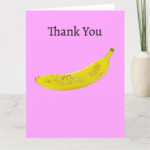 Carte De Remerciements Pop Art Banana Arrière - plan rose