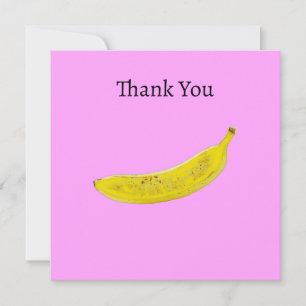Carte De Remerciements Pop Art Banana Arrière - plan rose