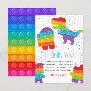 Carte De Remerciements Pop It Boy Anniversaire Dinosaur Robot