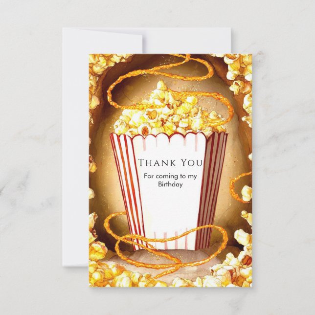 Carte De Remerciements Popcorn d'anniversaire pour enfants doux (Devant)