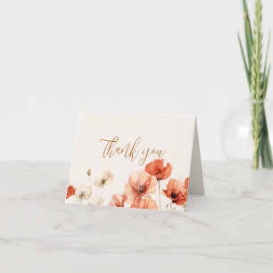 Carte De Remerciements Poppies et Mariages Fleur sauvage