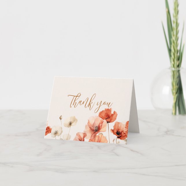 Carte De Remerciements Poppies et Mariages Fleur sauvage (Devant)