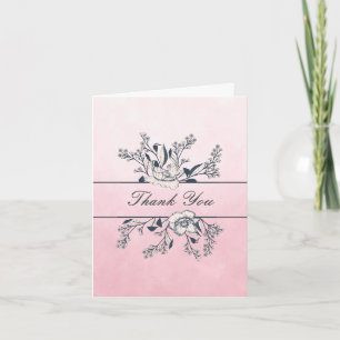 Carte De Remerciements Poppies Ombre Rose Art Line