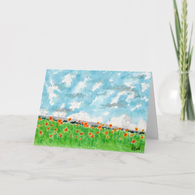 Carte De Remerciements Poppies orange (Devant)