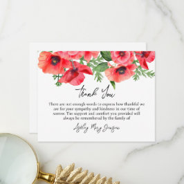 Carte De Remerciements Poppy Funeral Thank You Card Bereavement