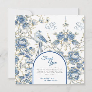 Carte De Remerciements Porcelaine de mariage en style chinoiserie florale