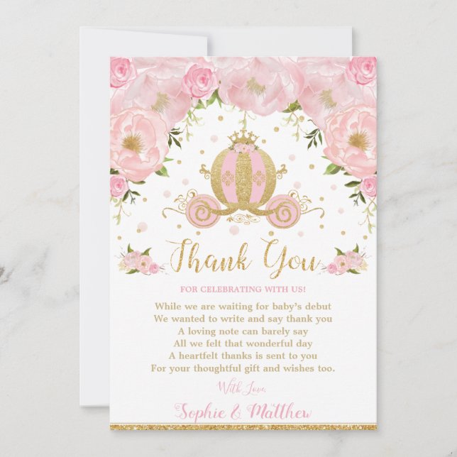Carte De Remerciements Porte-Baby shower rose rose pâle (Devant)
