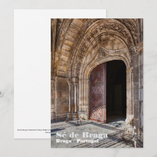 Carte De Remerciements Porte de la cathédrale Se de Braga. Braga, Portuga