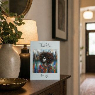 Carte De Remerciements Portrait afrocentrique Art moderne Paysage urbain