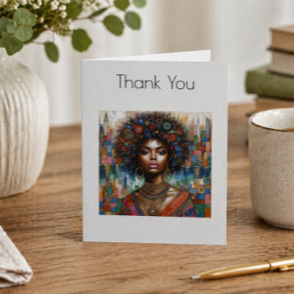 Carte De Remerciements Portrait Artistique de Femme Noire Élégante Gratit