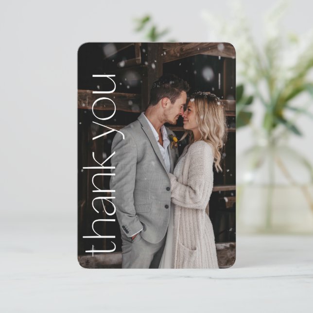 Carte De Remerciements Portrait du message Mariage de la photo moderne (Debout devant)