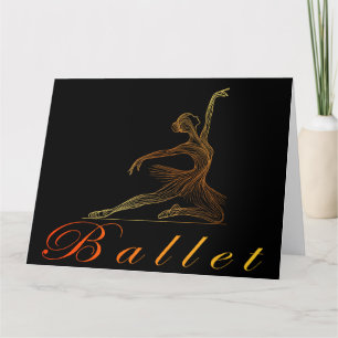 Carte De Remerciements Pose gracieuse d'une ligne d'or Art Ballerina