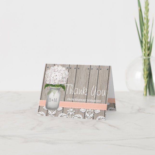 Carte De Remerciements Pot de fleurs en verre avec monogramme Hydrangea p (Devant)