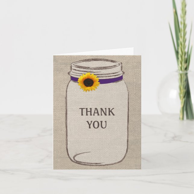 Carte De Remerciements Pot de fleurs en verre & Toile de Jute Remerciemen (Devant)