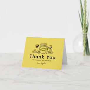 Carte De Remerciements Pot de miel et abeilles Jaune Remerciement Baby Sh