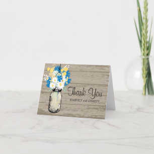 Carte De Remerciements Pot en grès rustique et fleurs sauvages