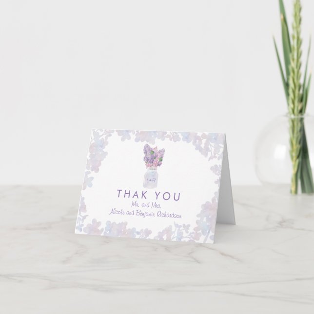 Carte De Remerciements Pot Mason avec remerciements de aquarelles florale (Devant)