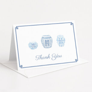 Carte De Remerciements Pots De Gingembre Bleu Et Blanc Préppy Personnalis