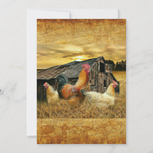 Carte De Remerciements Poules à coq vintage Grotte à coop rustique