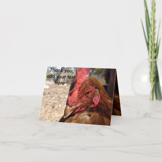 Carte De Remerciements Poulet, Ajouter Votre Message, (Devant)