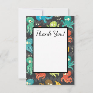 Carte De Remerciements Poulpe Boo Mignon Multicolore Vêtements et Décorat