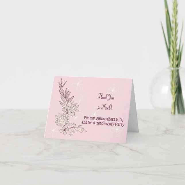 Carte de remerciements pour cadeau Quinceanera (Devant)