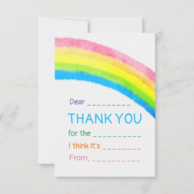 Carte de remerciements pour enfants Rainbow (Devant)