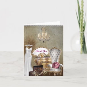 CARTE DE REMERCIEMENTS POUR FÊTE DES MARIÉES ANTIQ