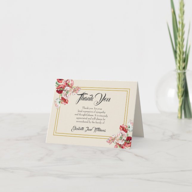 Carte de remerciements pour funérailles| Poppies (Devant)