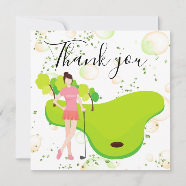 Carte de remerciements pour golfeur avec Lady femm (Devant)