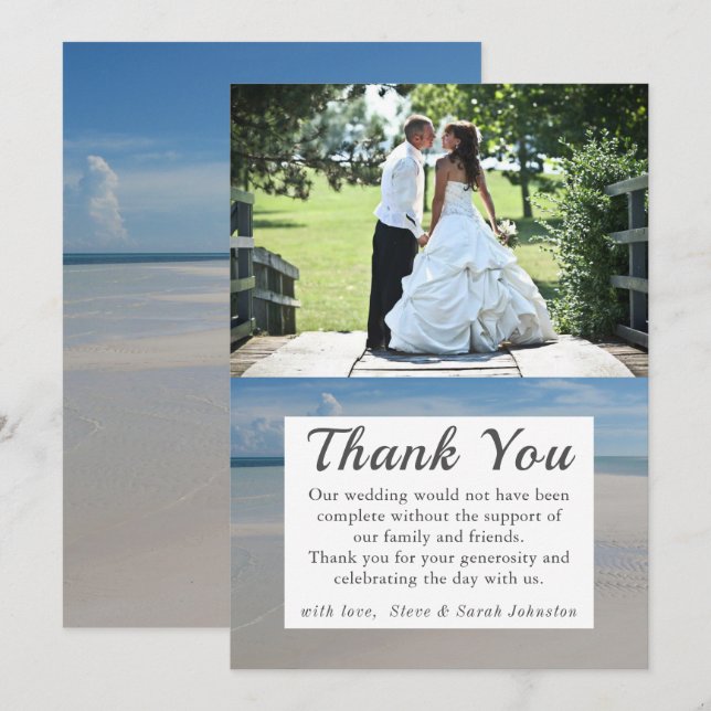 Carte de remerciements pour la photo de mariage de (Devant / Derrière)