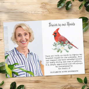 Carte De Remerciements Pour toujours dans nos coeurs Cardinal Bird Photo 
