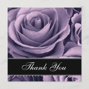 Carte de remerciements pourpre de mariage de ruban