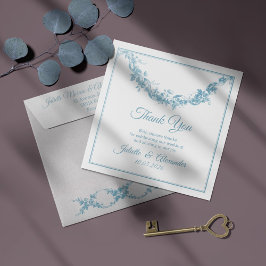 Carte De Remerciements Powder Blue Toile de Jouy Wedding Thank You Card