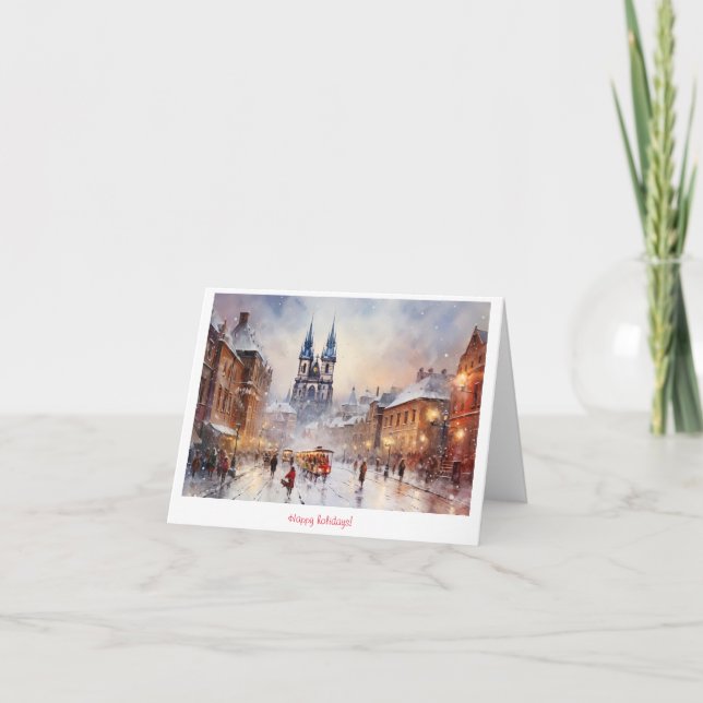 Carte De Remerciements Prague nuit en République Tchèque (Devant)