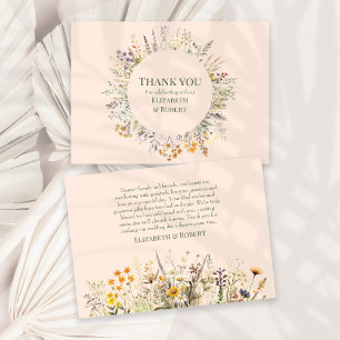 Carte De Remerciements Prairie de Fleurs Sauvages aux Pétales de Pêche po