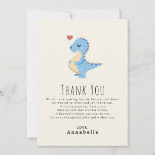 Carte De Remerciements Preggosaurus Cute Dinosaur Garçon Baby Shower