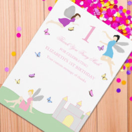 Carte De Remerciements Premier anniversaire de fée