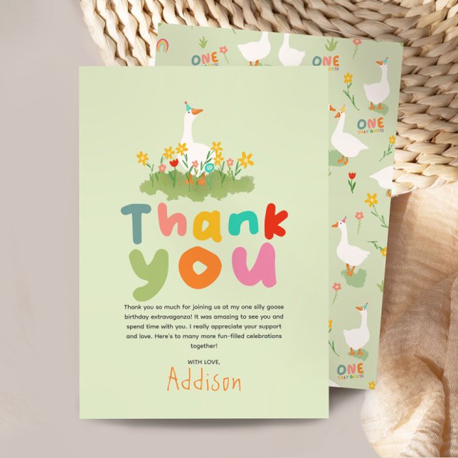 Carte De Remerciements Premier anniversaire de One Silly Goose Kids (Créateur téléchargé)