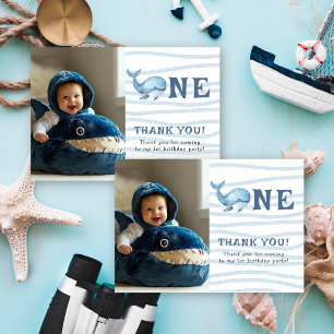 Carte De Remerciements Premier Anniversaire de Petite Baleine Sous La Mer