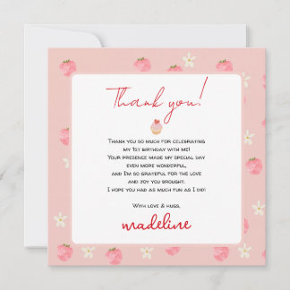 Carte De Remerciements Premier anniversaire de Sweet Berry