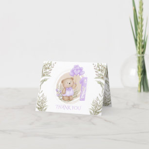 Carte De Remerciements Premier Anniversaire Mignonne Teddy Bear Ballons C