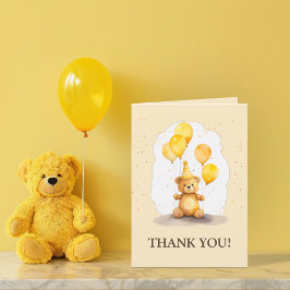 Carte De Remerciements Premier anniversaire ours-issime, couleur jaune, g