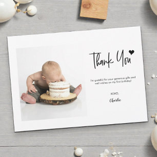 Carte De Remerciements Premier anniversaire personnalisé avec photo et le